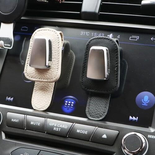 LEEPEE Leather Glasses Clip Storage Ticket Receipt Holder Sun Visor Sunglasses Eyeglasses Clip Car Glasses Holder