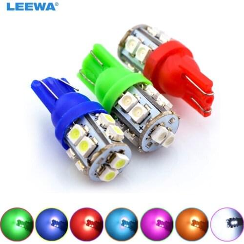 LEEWA 5pcs Bright T10 Wedge 168 194 W5W Car LED Light Bulbs 1210 10SMD 12V 7 Colors White,Red,Yellow,Green,Blue,Pink,Ice blue