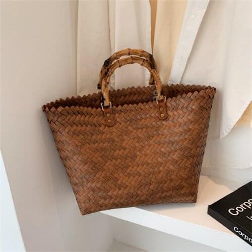 Summer Bohemian Handmade Weaving Bags Women Holiday Beach Straw Bag Wrapped Beach Bag Rattan Basket Handbags Travel Totes
