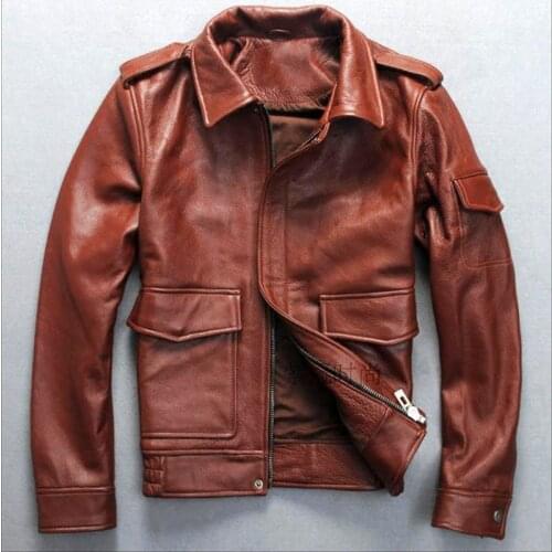 Mens Cowhide Brand Designer Outwear High Quality Genuine Leather Coats Male Vintage Motorcycle Rider G1 Jackets