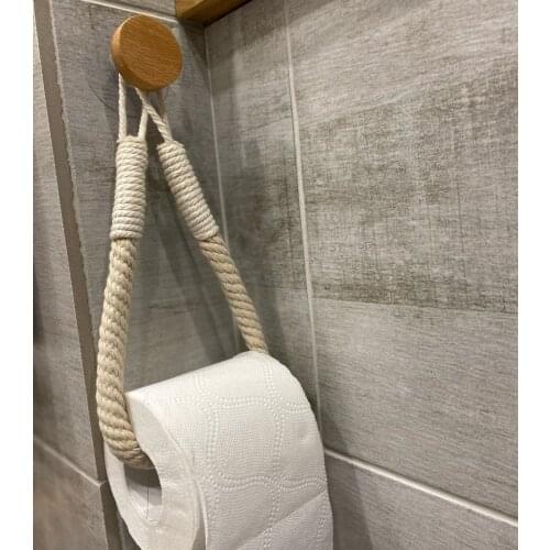 Wall-mounted Wooden Hook Kitchen Toilet Paper Roll Holder Nail Free Towel Rack for Home Paper Towel Stand Boho Bathroom Decor