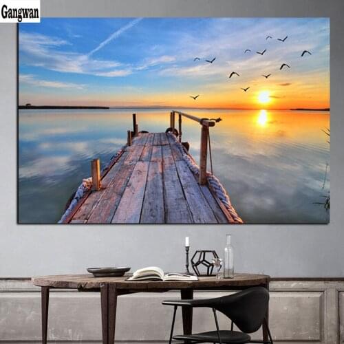 Natural Sky Sunset Seascape Bird Modern diamond embroidery picture diamond painting stickers Diamond Mosaic Painting,Rhinestone
