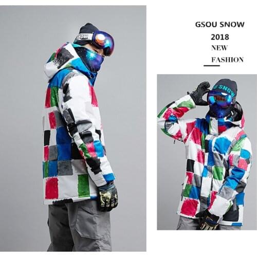 Gsou Snow Winter brand Ski Jacket For men Ski Sport jacket Winter Waterproof Ski Suit Outdoor Leisure mens Coat Snowboard