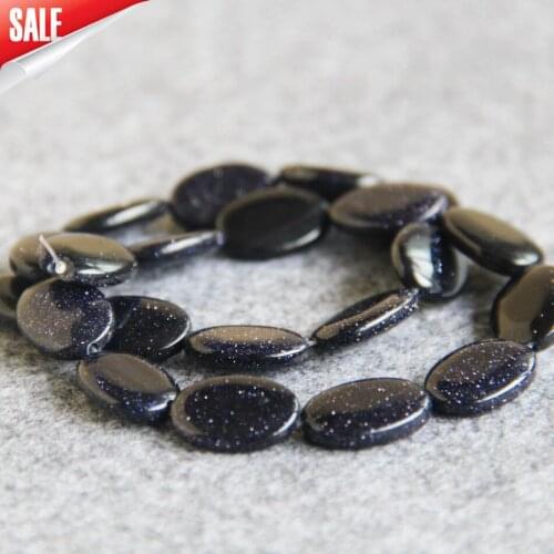 New 13*18mm Blue Sandstone Gold Sand Stones Beads chalcedony beads Round Beads 15" DIY Jewelry making design wholesale