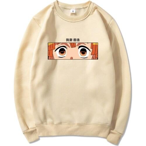 Anime Mange Demon Slayer Kisatsutai Zenitsu Thunder Breathing Cute Eyes Hoodies Harajuku Cartoon Funny Sweatshirt Men Women