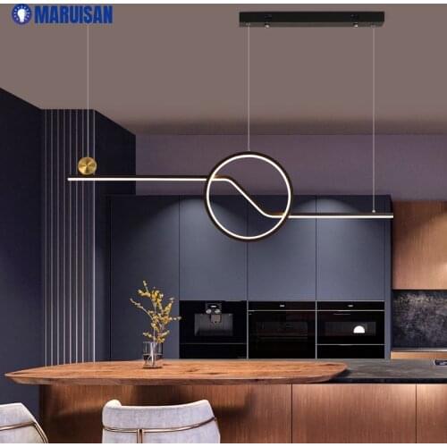Black And Gold Modern LED Chandelier Lighting For Dining Table Living Room Dimmable Indoor Lamps Parlor Foyer