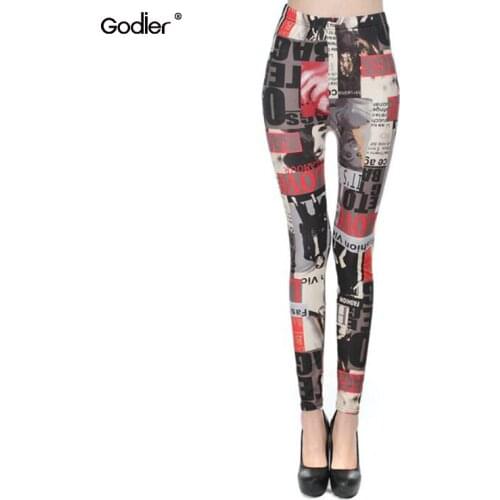 Godier High Waist Slim Fitness Leggings Women Colorful Letter Print Workout Legging Adventure Time Fashion Leggings