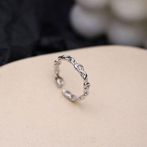 925 Sterling Silver Rings Open Design Adjustable Hollow Heart Finger Rings for Women Simple Fashion Wedding Jewelry