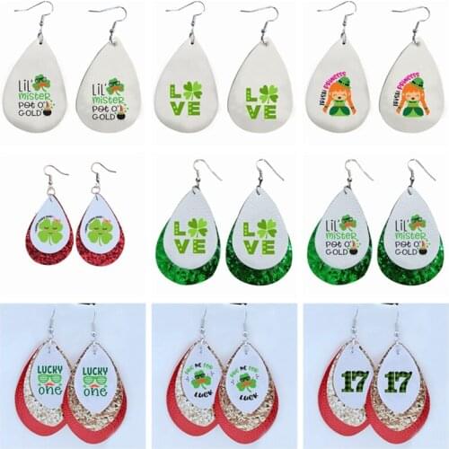 Happy St Patricks Day Earrings New Faux leather Earring Hat Earrings