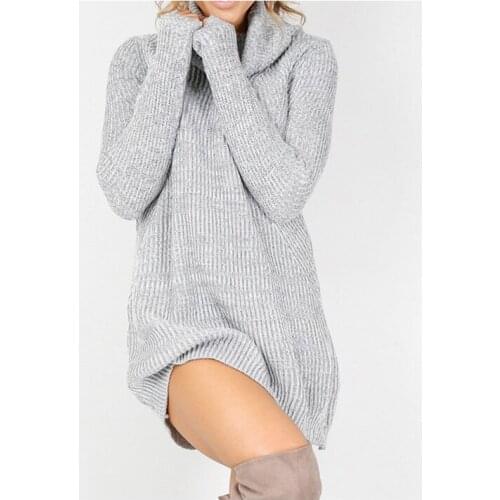 Fashion Autumn Winter Women Sweater Solid Color Long Sleeve High Neck Front Split Ladies Girl Casual Knitted Pullover