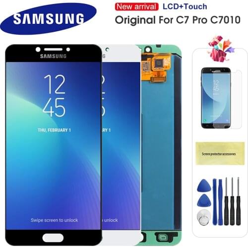 Original AMOLED LCD For Samsung Galaxy C7 Pro C7010 LCD Display Touch Screen Digitizer Assembly Replacement For C7 pro lcd
