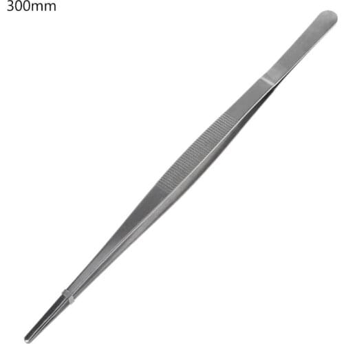 A0ND Toothed Tweezers Barbecue Stainless Steel Long Food Tongs Straight Home Tweezer Garden Kitchen BBQ Tool 5 Sizes