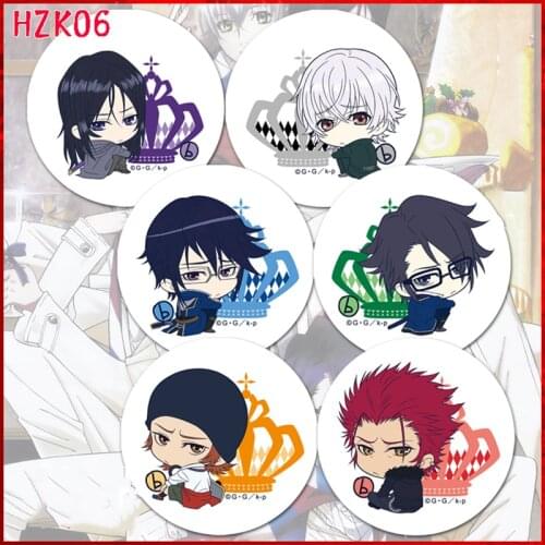 ZXFJXR 58MM Cute K RETURN OF KING Saruhiko Munakata Anna Strain Badge Yata Misaki Brooch Pins Anime Fans Backpack
