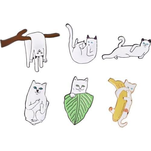 Cat British Designer Badge Geometric Brooch Cartoon Metal Badges for Clothing Decorative Brooches 1pcs/6pcs