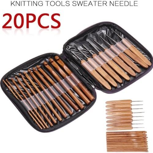 12pcs Bamboo Crochet Hook Set DIY Knitting Needles Handle Home Knitting Weave Yarn Household Knitting Tools 1-10mm