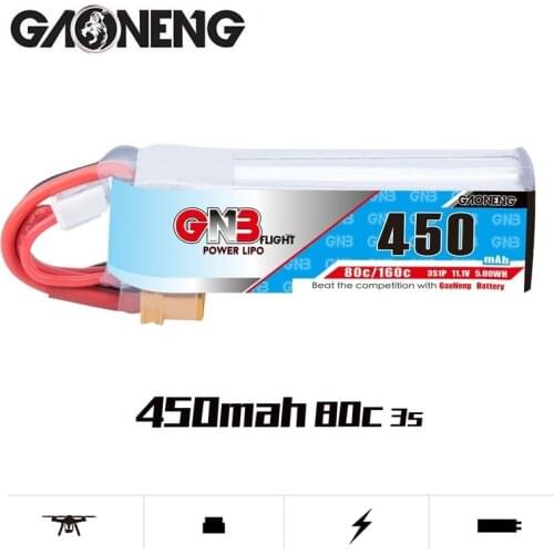 2/4Pcs Gaoneng GNB 11.1V 450MAH 3S 80C/160C Lipo Battery XT30U-F Plug for iFlight CineBee Indoor Cine Whoop BetaFPV Drone RC