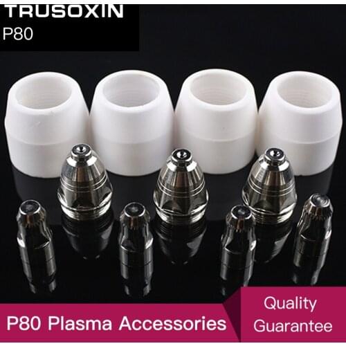 30pcs CUT80 LG80 80A inverter plasma cutter P80 cutting gun consumables or accessories shield cup+electrode+tips