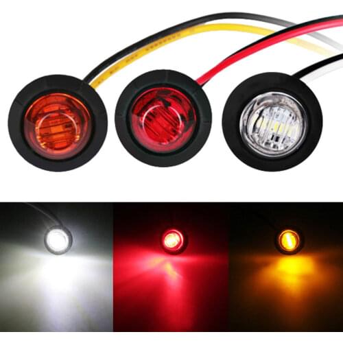 4pcs Round Trailer Side Marker Lights Yellow White Red For Trucks Trailer Lorry Taillight Clearance Light Truck Turn Signal Lamp