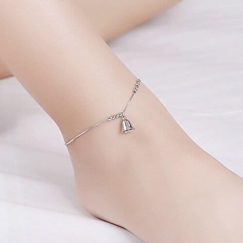 925 pure silver bell anklets female personality fashion brief accessories foot chain all-match accessories birthday gift