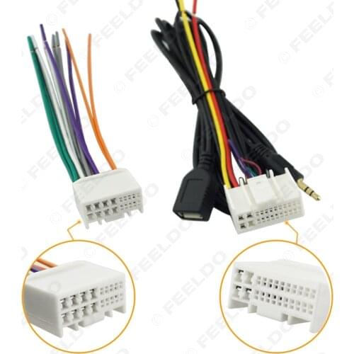 FEELDO Car Audio CD Stereo Wiring Harness Adapter With USB/AUX Plug For Kia K2/K5/Sportage R Factory OEM Radio CD/DVD Stereo