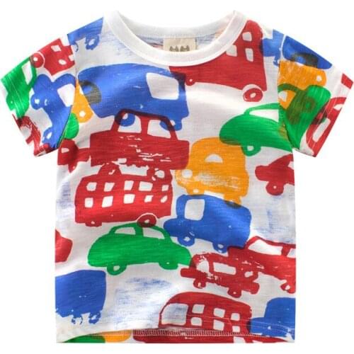 Bambino 2021 White Summer Tee for Boys 2-7 Years Girl' Car T Shirt of Children Top Clothes of School Kids 100% Cotton Clothing