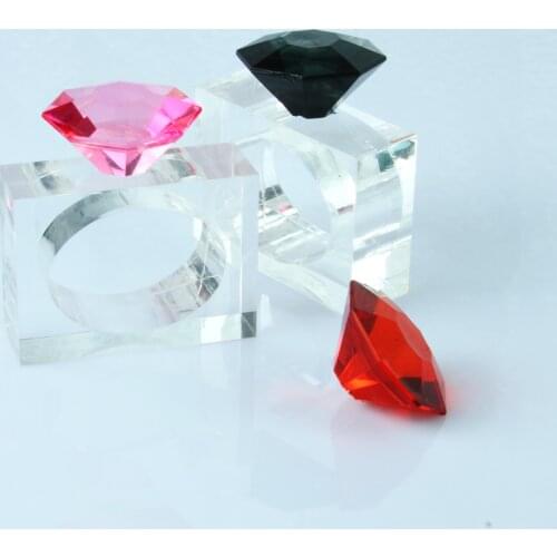 Free shipping clear square acrylic with diamond napkin ring many colors 4pcs