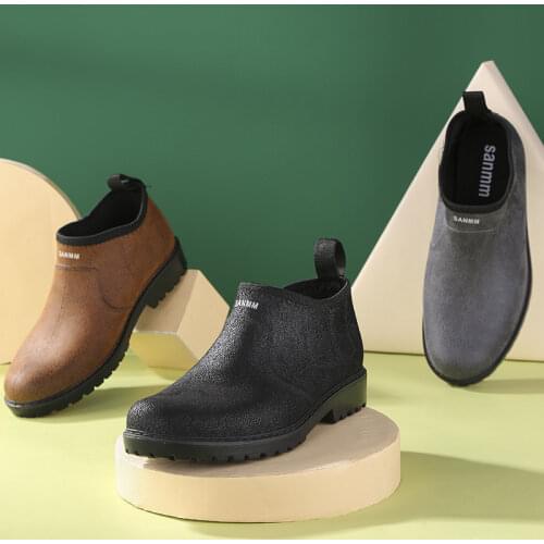 Mens Waterproof Silicone Shoes Platform Rain Boots Fashion Slip on Fishing Shoes Male 2021 Black Crocodile Print Rain Boots New