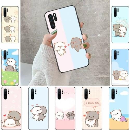 Jemy Peach Cat Cartoon Phone Case Shell Cover Coque Fundas For Huawei Y5 Y6 II Y7 Y9 PRIME 2018 2019 NOVA3E P20 PRO P10 Honor 10