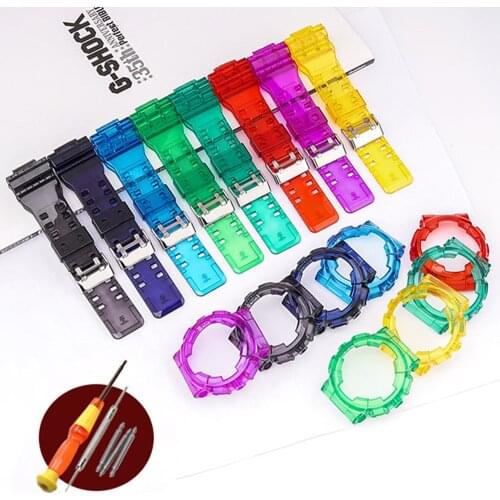 Case Watch Strap for Casio G-Shock GA-100/110/120/150/200/300 GD-100/110/120 GAX-100 GLS-100 TPU Replacement Wrist Band Bracelet