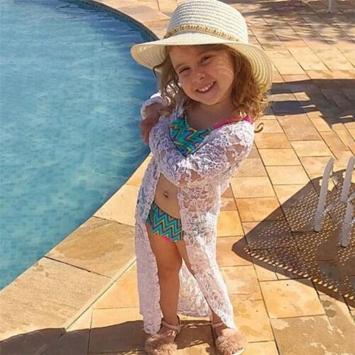 Toddler Kids Baby Girls Lace Sunscreen Beach Rashguard Outerwear Fashion Blouse 2018 Cotton Long Sleeve Shirts Blusas Clothing