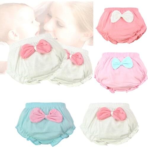 Infant bread pants pure color big bow cotton girls underwear Korean princess bread pants Baby girl infant training Pants