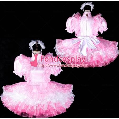 Sissy maid satin dress lockable Uniform cosplay costume Tailor-made[G2309]