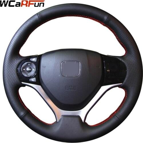 WCaRFun Black Artificial Leather Car Steering Wheel Cover for Honda Civic Civic 9 2012 2013 2014 2015