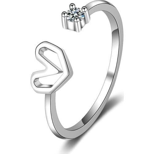 Cute Tiny Hollow Heart Opened Rings Gold Color Resizable Finger Rings Fashion Party Jewelry Accessories Gift for Women