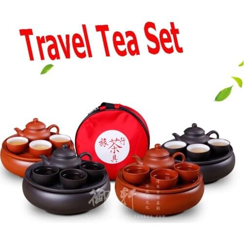 6 Pcs Set Travel Chinese Porcelain Sets Yixing Purple Clay Tea Cup Service Portable Kung Fu Tea Set Ceramic Gongfu Solid Gaiwan