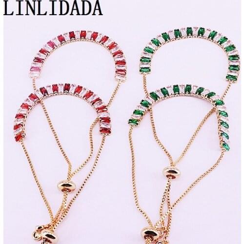 8Pcs New arrived gold color Cubic Zirconia Tennis Link Chain Bracelet Fashion Women Girls Jewelry