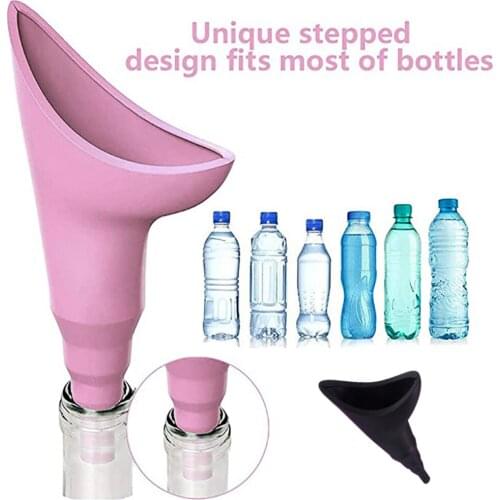 New Design Women Urinal Outdoor Travel Camping Portable Female Urinal Soft Silicone Urination Device Stand Up & Pee pink black