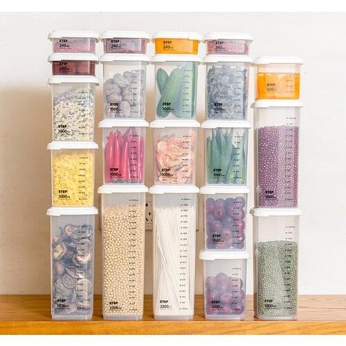5 Volumes Plastic Sealed Cans Kitchen Noodle Cereals Storage Box Transparent Food Canister Keep Fresh New Clear Container Jar