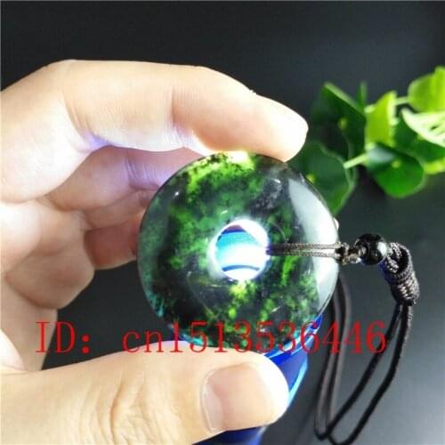 Natural Olive Meteorite Peace-buckle Pendant Necklace Fashion Charm Jewellery Accessories Hand-Carved Lucky Amulet Hot