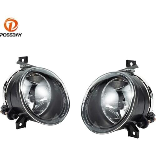 POSSBAY Car Fog Lamp Front Lower Bumper Clear Lens Fog Light Housing Fit 9006 Bulb Car Accessories for Volkswagen Touran 03-10