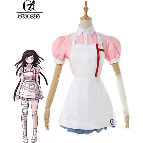 ROLECOS Mikan Tsumiki Cosplay Costume Super Danganronpa Mikan Cosplay Outfit Dress Nurse Maid Dress Women Sexy Costume