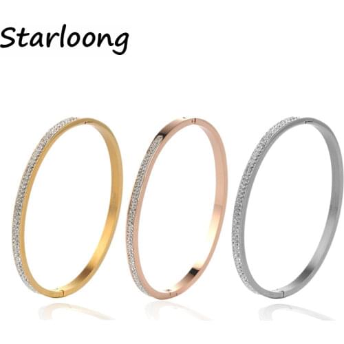 Luxury Pulseiras Feminina Rhinestone Crystal Beads Cuff Stainless Steel Wristband Bangles Bracelet women Pulseras Bijoux Jewelry