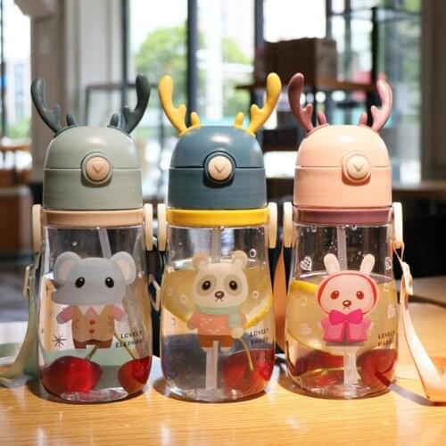 Antlers Childrens Straw Cup 450ml 550ml Baby Drink Drinking A with Bottles Kids Cup Sippy Cups Water Cup Drinker Infantil B4K6