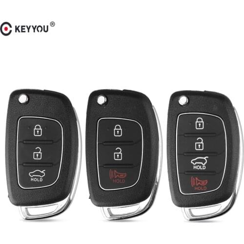 KEYYOU 3/4 Buttons Flip Folding Remote Key Fob Shell For Hyundai Solaris ix35 ix45 ELANTRA Santa Fe New Verna Key Case