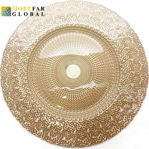 Glass Beautiful Design Charger Plate For Wedding And Party Gold Fancy Event Decoration Plates