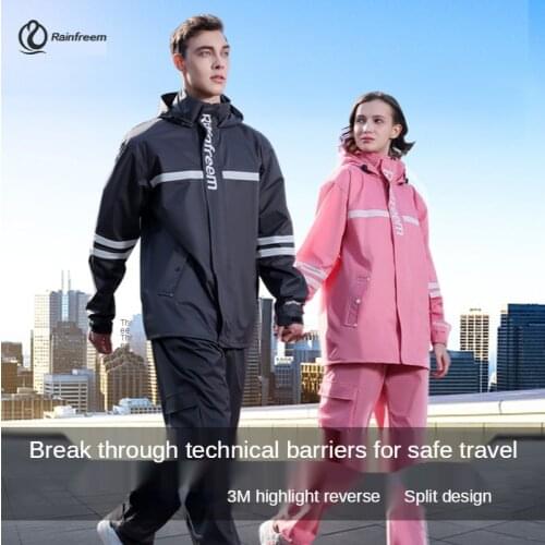 Adult reflective raincoat outdoor fashion sports double split raincoat rain pants Fashionable Sportswear Waterproof Rainsuit