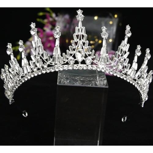 New Sparkling Clear Cubic Zirconia Wedding Tiara Headband Bridal Queen Princess Pageant Royal Party Crown Women Jewelry Party