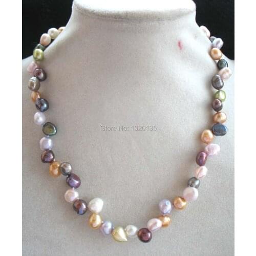 Wow! freshwater pearl multicolor 8-10mm baroque necklace 17inch wholesale bead hot hoft discount FPPJ