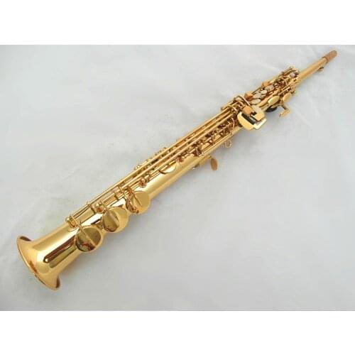 High Quality Soprano Saxophone B Flat Brass Lacquer gold Surface Professional musical instrument With Case Free Shipping