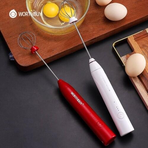 WORTHBUY Electric Egg Beater Coffee Milk Frother Kitchen Drink Foamer Stainless Steel Egg Whisk Hand Mixer Kitchen Egg Tools